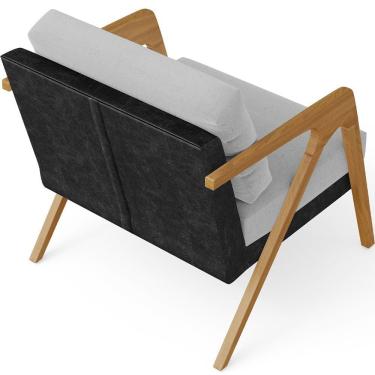 Imagem de Kit 03 Poltronas Pietra L02 Couríssimo Preto Linho Cinza