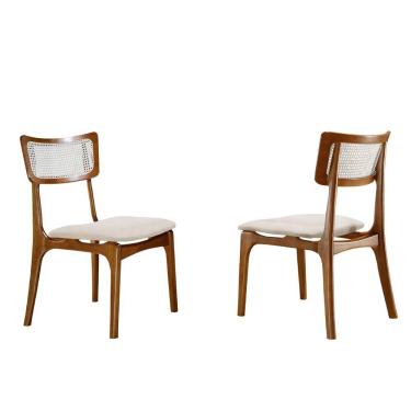 Imagem de Conjunto 2 Cadeiras De Madeira Viena Linho Off Imbuia