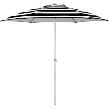 Imagem de Guarda Sol Milagres 2,40 M Preto e Branco Listrado Alumínio Vareta Fib