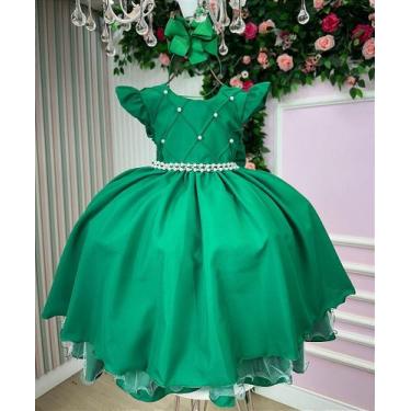 Imagem de Vestido Infantil Luxo Verde Bandeira Menina - no-brand, 2, Apple