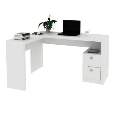 Imagem de Escrivaninha/Mesa Escritório De Canto Com 2 Gavetas Multimóveis Vcr25032 Branco Branco