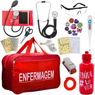 Imagem de Kit Enfermagem Academico Aparelho Pressao Estetoscópio Bolsa Multi PA 