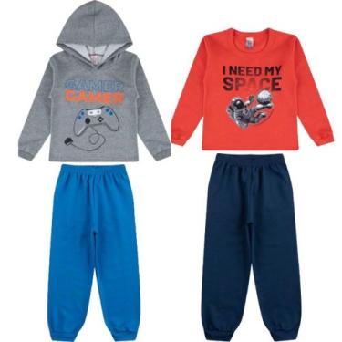 Imagem de KIT composto por 2 conjuntos de moletom SORTIDOS com e sem capuz roupa