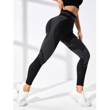 Imagem de Legging FEMININO esportiva cintura larga com letras -Tamanho P - LAURA