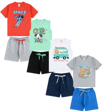 Imagem de 4 Conjunto De Verão Roupa Infantil Menino Camiseta Bermuda - TGS Confe