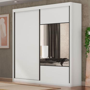 Imagem de Guarda-Roupa Casal Alpe Devero 2 Portas 4 Gavetas 100% Mdf com Espelho Neve - Pnr Móveis