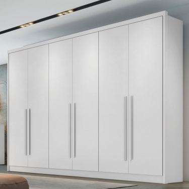 Imagem de Guarda-Roupa Casal Brest 6 Portas 8 Gavetas 100% Mdf Neve - Pnr Móveis