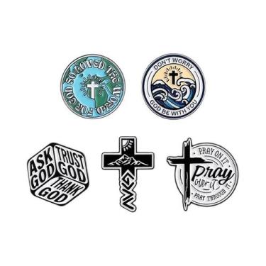 Imagem de Broche Esmaltado Cristão Religioso Deus Esteja Com Você, Emblema De La