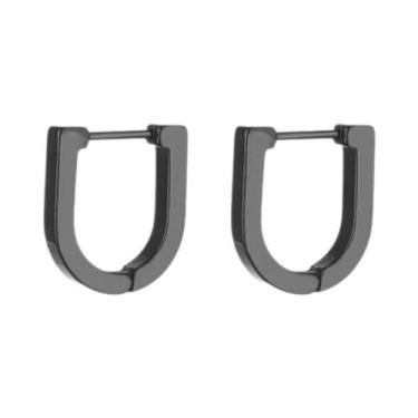 Imagem de Brincos De Argola Em Aço Inoxidável Com Runas Vikings Pretos Para Home