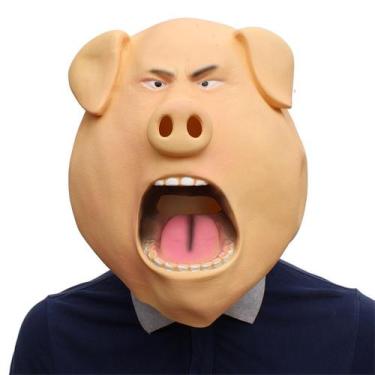 Imagem de Máscara de látex Happy Pig Head para fantasia de carnaval de Halloween