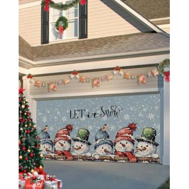 Imagem de Capa de banner de porta de garagem Singingin Christmas Snowman 183x396