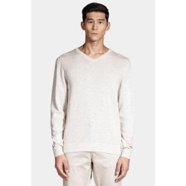 Imagem de Tricot Manga Longa Gola v Areia-Masculino