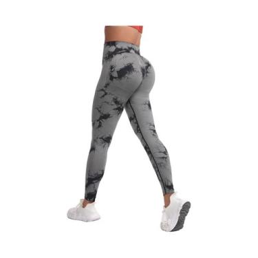Imagem de Calças De Yoga Femininas De Cintura Alta Com Estampa Tie Dye, Leggings