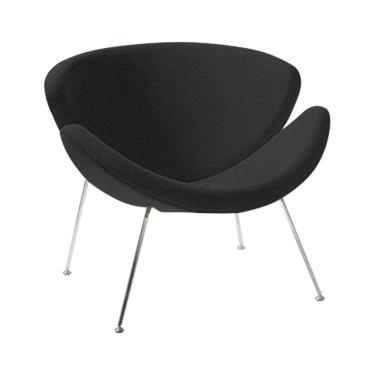 Imagem de Poltrona Design Trevo Linho Preto Base Cromada
