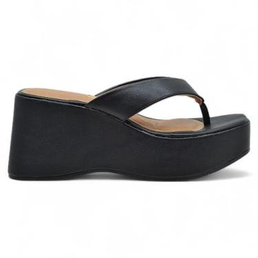 Imagem de Tamanco Vizzano Feminino Casual Conforto Anabela Macio, Preto, 38