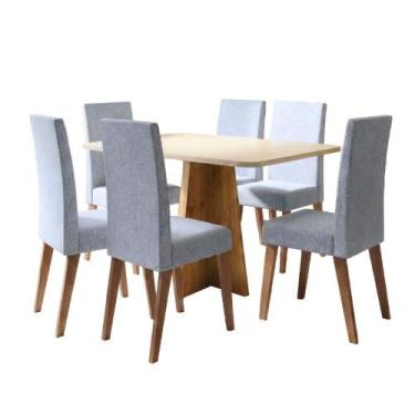 Imagem de Conjunto Sala De Jantar Mesa 1,60m Moove 6 Cadeiras Linho Milano Viero