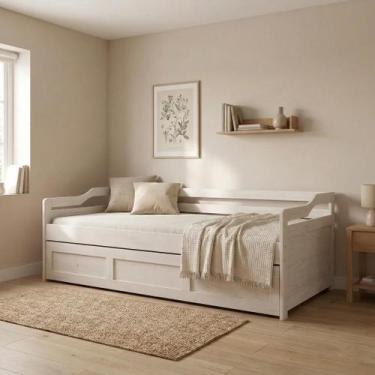 Imagem de Bicama Infantil com Cama Auxiliar e Rodízio Madeira Maciça Londrina Br