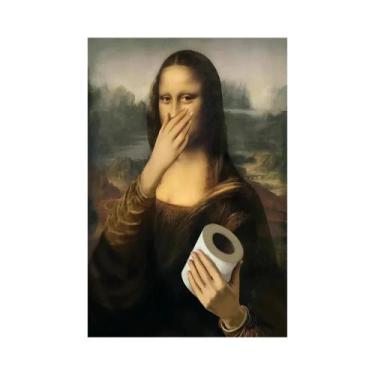 Imagem de Pôster Vintage Da Mona Lisa Para Banheiro, Impressão Em Tela, Arte Fam
