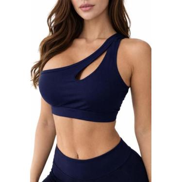 Imagem de Top de um ombro gota tecido suplex de academia COR:AZUL MARINHOTAMANHO