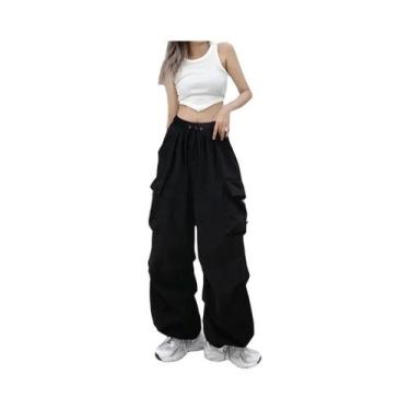 Imagem de Calças Cargo Retro Femininas Com Pernas Largas, Casuais, Estilo Baggy,