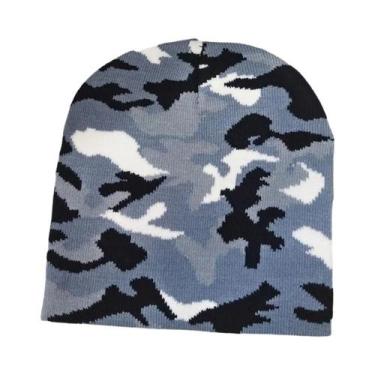 Imagem de Gorro De Malha Com Bloco De Cores Camufladas, Quente, Estilo Hip Hop, 