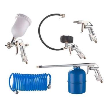 Imagem de Kit Pistola De Pintura Gravidade Com 5 Peças 8621 Bremen Cor Azul