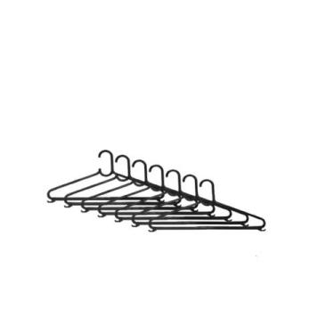 Imagem de Kit com 6 Cabides Plásticos Pretos  Leves, Resistentes e Econômicos - 