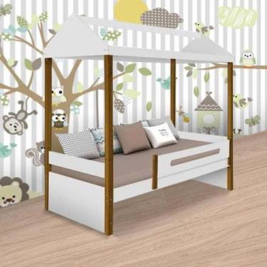 Imagem de Cama Casa Solteiro Sara Branca Com Colchão - Movelaria Decor