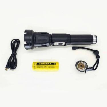 Imagem de Lanterna Tática JYX LED V3 Bateria 26650 PowerBank Recarregável Alta P