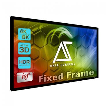 Imagem de Tela de projeção fixa 135" AKIA SCREENS branca 16:9 CineWhite UHD-B para home theater de parede