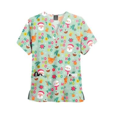 Imagem de Blusa Unissex De Natal Com Decote Em V E Manga Curta, Com Bolsos, Para