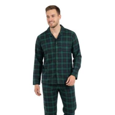 Imagem de Pijama Masculino Longo Sepie 010C Flanela - Verde, Verde, GG