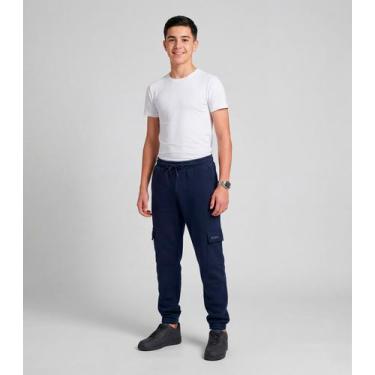 Imagem de Calça Juuvenil Moletom Peluciado Cargo Minty Azul, 18, Azul