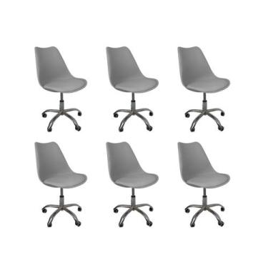 Imagem de Kit 06 Cadeiras Office Base Cromada Giratória Saarinen com Ebook - Ofi