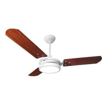 Imagem de Ventilador de teto valen com led 18w motor grande ventex, Branco mogno