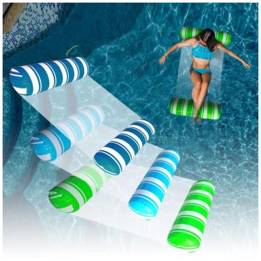 Imagem de Boia Inflável BLOFUN Azul/Verde/Cinza 4 em 1 Hammock e Cadeira de Piscina Kit com 3 Uni...