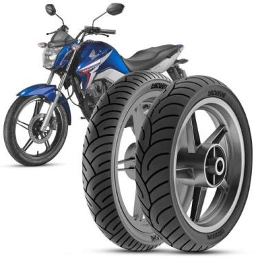 Imagem de 2 Pneu Moto Honda Cg Titan Rinaldi 90/90-18 57p 80/100-18 47p HB37