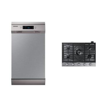Imagem de Lava-louças 10 Serviços 127V + Cooktop Inox 5 Queimadores com Wi-Fi e 