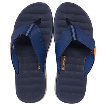 Imagem de Chinelo de Dedo Masculino Conforto Leveza Cartago Malaga, Azul, Laranj