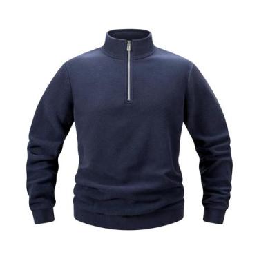 Imagem de Moletom Masculino 3XL Com Capuz De Fleece, Gola Alta Casual, Zíper De 