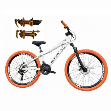 Imagem de Bicicleta 26 Gta Rebel Freeride Cor Branco/laranja 24v Cubo K7 Barulhento Freio A Disco...