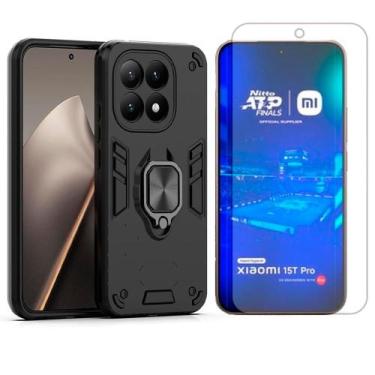 Imagem de Capa Anel Anti Impacto Para Xiaomi 15T + Pelicula Hidrogel Cor:Preto -