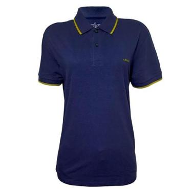 Imagem de Camisa Masculina Gola Polo Colcci Com Detalhe Malha Piquet, Azul darkn
