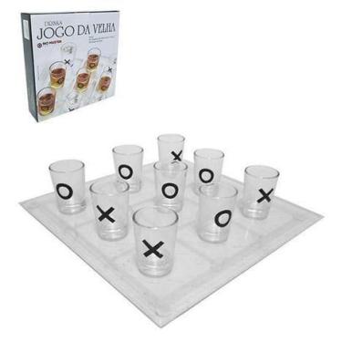 Imagem de Jogo de shot / jogo da velha drink tabuleiro de vidro 25cm com 9 copos