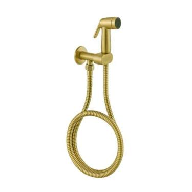 Imagem de Ducha higienica drop quente e fria em aço inox dourado escovado dp6010