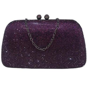 Imagem de Bolsa de Festa Clutch com Strass Brilho Luxo - Lika, Roxo