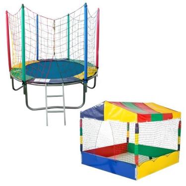 Imagem de Cama Elástica Pula Pula Trampolim 1,83m Piscina de Bolinhas Quadrada 1