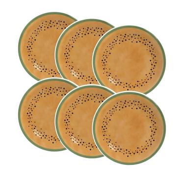 Imagem de Conjunto de 6 Pratos de Sobremesa Mamão de Cerâmica 21cm - Alleanza
