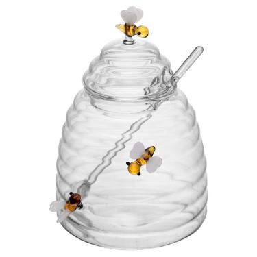 Imagem de Açucareiro Lovely Bee de Vidro Borossilicato com Tampa e Colher 500ML para Cozinha Transparente Lyor