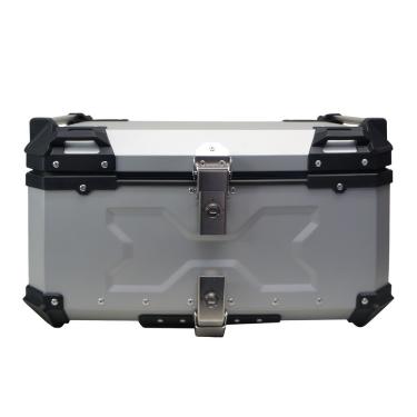 Imagem de Baú Traseiro para Moto 60L-T-X 60L em Alumínio Prata para 2 Capacetes com Base Universal Tronos